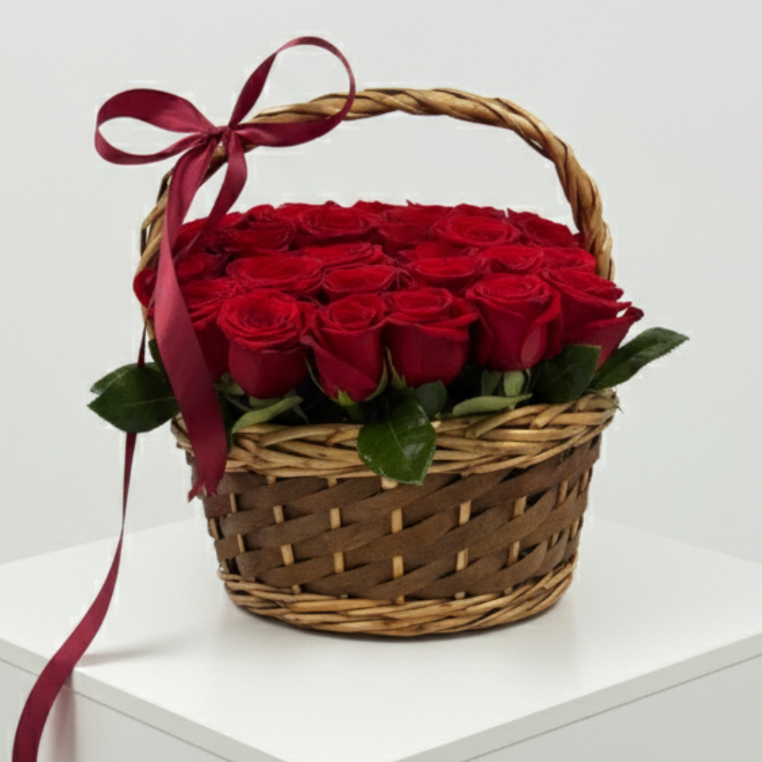 Red Roses Basket (30 Roses)