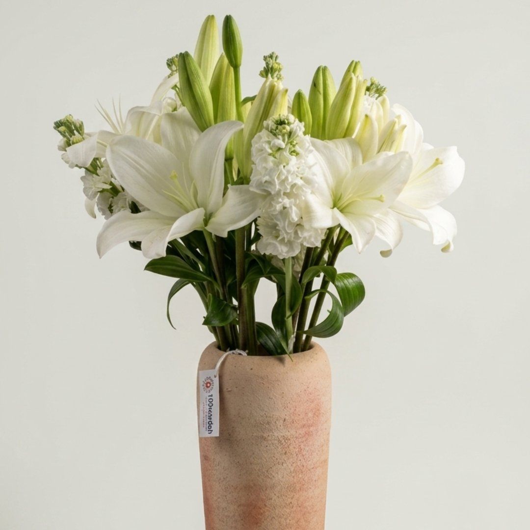 Vintage White Lily Pot